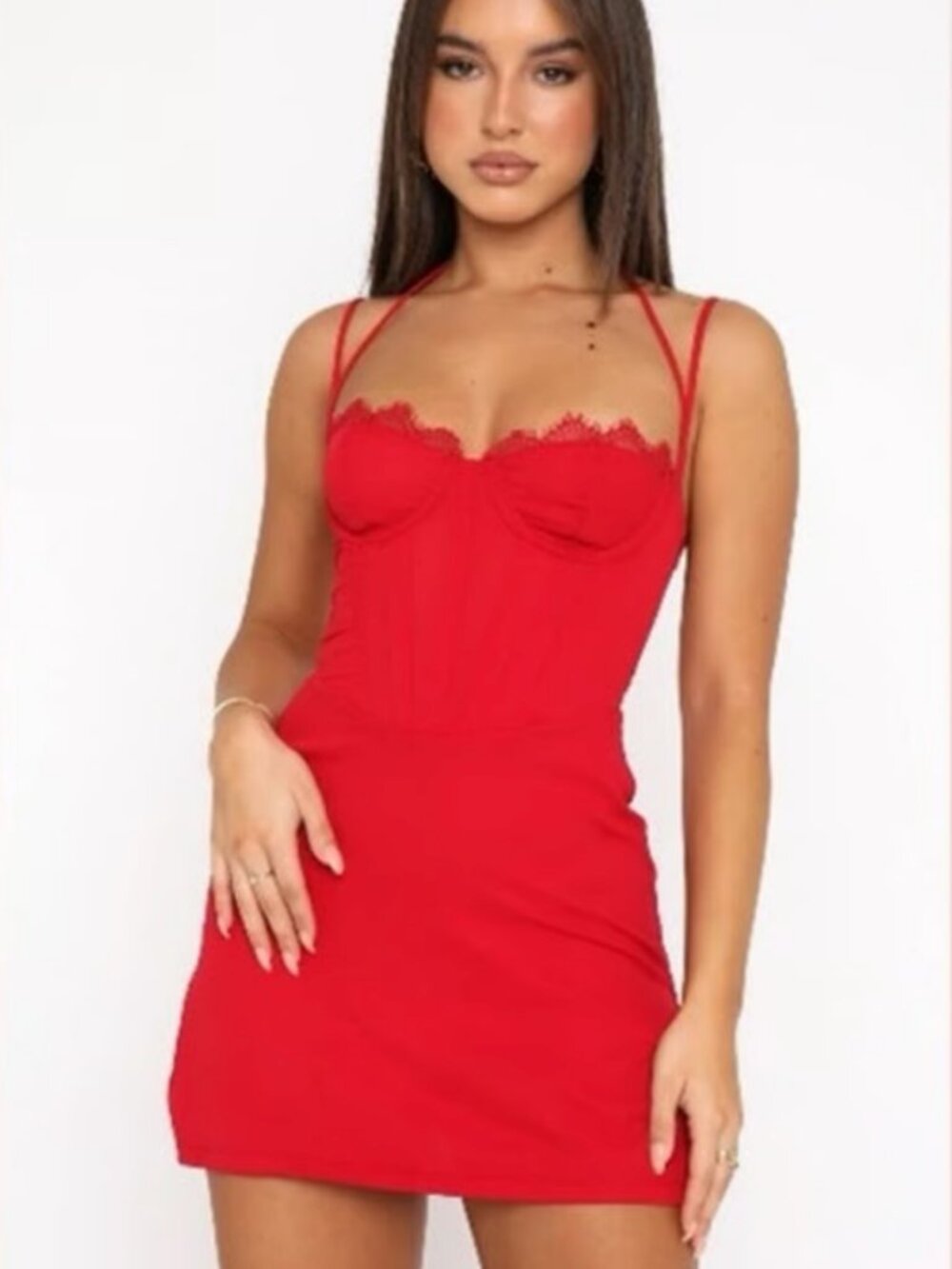 White Fox Boutique Move Along Red Mini Corset Dress